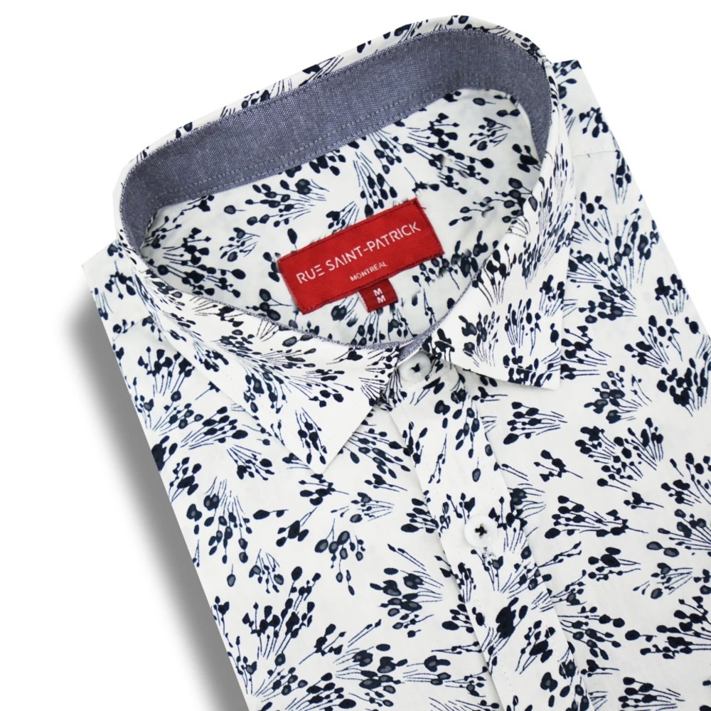 Men's Navy and White Floral Shirt